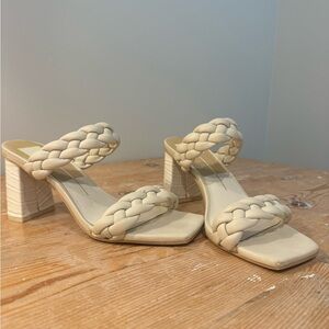 Dolce Vita Cream Braided Block Heel Sandals